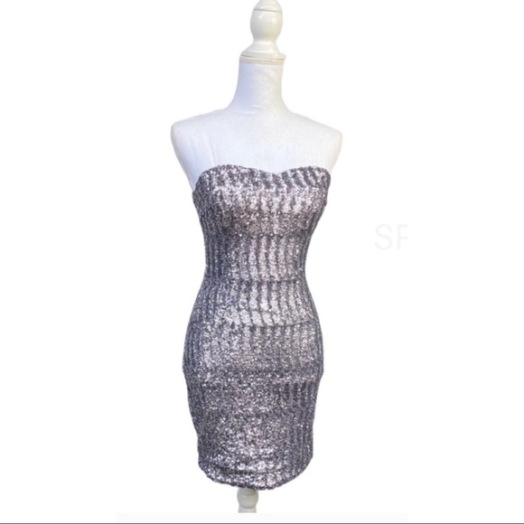 Ark & Co Silver Sequined Mini Dress - Picture 2 of 11